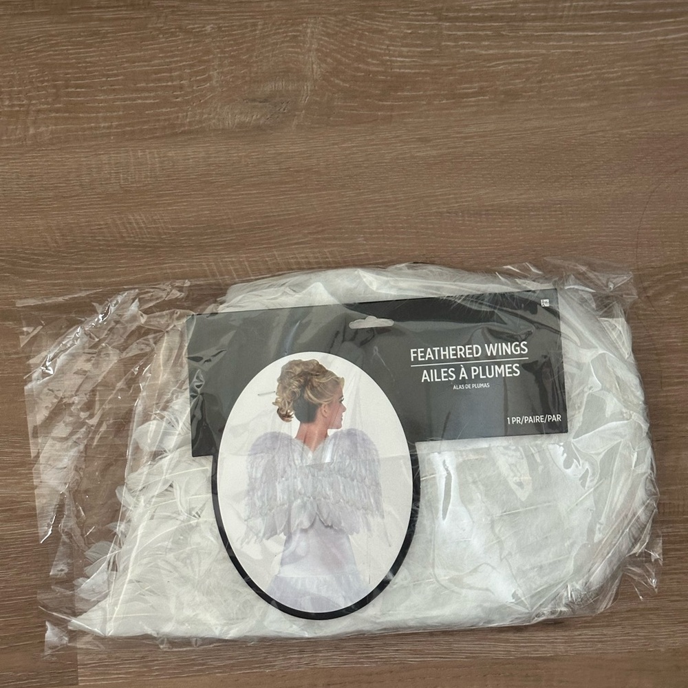 Party City White Feathered Wings w/ Halo